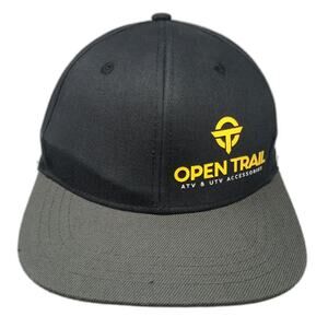 Open Trail Snapback Hat Black Gray One Size ATV UTV Accessories Off Road Logo
